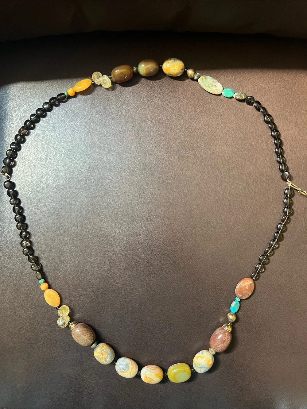 Studio Barse Necklace Two-Strand Multi-stone Beaded Brown Tan Orange